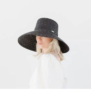 JOLIE BOATER straw hat in black. NWOT RRP $124